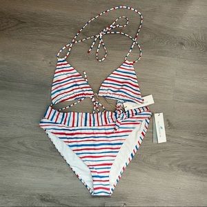 $245 Retail Alicia Swim “Stripes” Bikini Set